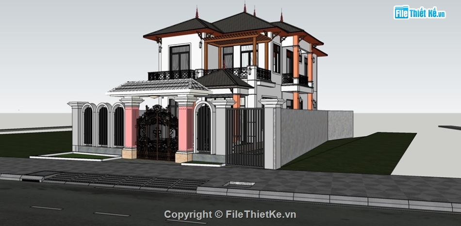 biệt thự 2 tầng,sketchup biệt thự 2 tầng,model 3dsubiệt thự 2 tầng,SU biệt thự 2 tầng